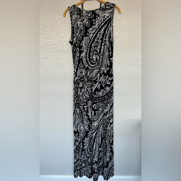 Cache Long Dress with gold accent belt, size M - Picture 3 of 5